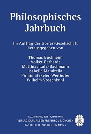 Bild des Verkufers fr Philosophisches Jahrbuch 123/I : 123. Jahrgang 2016 - 1. Halbband zum Verkauf von AHA-BUCH