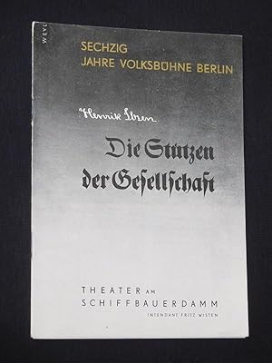 Imagen del vendedor de Sechzig Jahre Volksbhne Berlin. Programmheft Theater am Schiffbauerdamm 1950. DIE STTZEN DER GESELLSCHAFT von Ibsen. Regie: Fritz Wisten, Bhnenbild/ Kostme: Roman Weyl. Mit Peter Stanchina, Gefion Helmke, Jrgen Grndling, Ingeborg Senkpiel, Albert Doerner, Ruth Hausmeister, Wolf Beneckendorff, Steffi Spira, Gisela Arnold, Hannelore Schler a la venta por Fast alles Theater! Antiquariat fr die darstellenden Knste