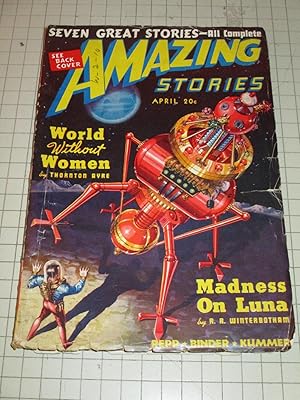 Bild des Verkufers fr 1939 Amazing Stories Pulp Magazine: World Without Women - Madness on Luna - The Invisible Invasion - Revolution on Venus zum Verkauf von rareviewbooks