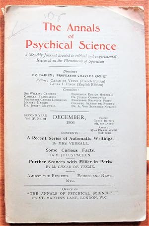 A Recent Series of Automatic Writings: An Article in The Annals of Psychical Science December 1906
