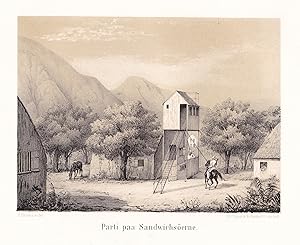 "Parti paa Sandwichsöerne" - Sandwich Island Sandwichinsel Pacific Ansicht Lithographie Litho