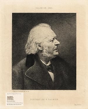 Seller image for Portrait de H. Daumier. Aquatinta-Radierung von und nach Auguste Boulard aus "L'Art Salon de 1881" for sale by historicArt Antiquariat & Kunsthandlung