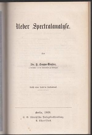 Imagen del vendedor de Ueber Spectralanalyse. Nebst einer Tafel in Farbendruck. a la venta por Graphem. Kunst- und Buchantiquariat