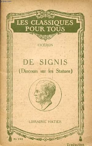 Imagen del vendedor de DES SIGNIS, DISCOURS SUR LES STATUES (In Extenso) (Traduction) (Les Classiques Pour Tous) a la venta por Le-Livre