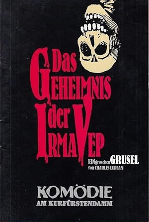 Image du vendeur pour Das Gemeimnis der Irma Vep. Eingroschengrusel. Spielzeit 1996 / 1997. Direktion Wlffer. Regie Woelffer, Martin. Musik Hannan, Andrew. Bhne Presting, Tom. Kostme Hendel, Anne - Katrin. Darsteller Wolff, Achim / Junghans, Gnter. Klavier: Hannan, Andrew. mis en vente par Antiquariat Carl Wegner