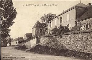Ansichtskarte / Postkarte Lachy Marne, La Mairie et l'église
