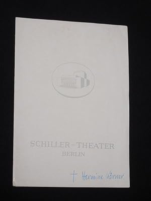 Image du vendeur pour Zum Gedenken an Hermine Krner. Programmheft Schiller-Theater Berlin 8. Januar 1961. Mit Mattias Braun, Joachim Tiburtius, Ludwig Krner und der Stimme von Hermine Krner mis en vente par Fast alles Theater! Antiquariat fr die darstellenden Knste