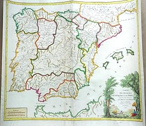 Carte des Royaumes d'Espagne et de Portugal dans laquelle sont tracees les routes des postes. Par...
