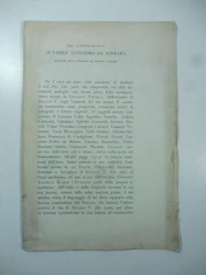 Bild des Verkufers fr Tre lettere inedite di Paride Avogadro da Ferrara relative alla congiura di Stefano Porcari zum Verkauf von Coenobium Libreria antiquaria