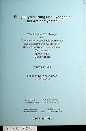 Bild des Verkufers fr Phagentypisierung und Lysogenie bei Actinomyceten. Darmstadt, Techn. Hochsch., Diss., 1982 zum Verkauf von ANTIQUARIAT.WIEN Fine Books & Prints