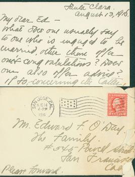 ALS Martin V. [Alerle?] to Edward O'Day, August 14, 1916. Sent to O'Day at The Family's San Franc...