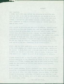 Imagen del vendedor de TLS Carbon Copy Thomas Parkinson to Siegfried de Rachewiltz, October 13, 1970. RE: academics, poetry. a la venta por Wittenborn Art Books