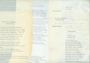 Imagen del vendedor de Typed Pages of Early Poetry by Thomas Francis Parkinson: Guillemott Cove, Washington (1949); Birthday View Opening (1957); The Autumnal Equinox (1945); Two Vineyards (undated); & Yeat's Grave: Drumcliff (Undated). a la venta por Wittenborn Art Books