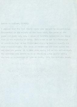 Imagen del vendedor de Typed Draft of Thomas Francis Parkinson letter to Michael McClure, 8/24/63, a la venta por Wittenborn Art Books