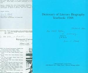 Dictionary of Literary Biography Yearbook: 1988, signed dedication by William L. Stull.