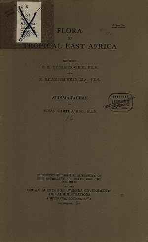 Bild des Verkufers fr Flora of Tropical East Africa: Alismataceae zum Verkauf von Masalai Press