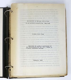 The HISTORY Of NURSING LEGISLATION In The BRITISH COMMONWEALTH, 1891 - 1939.; Submitted for parti...