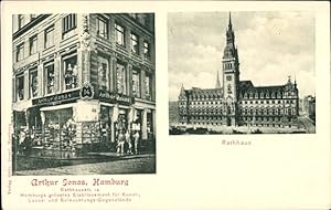 Seller image for Ansichtskarte / Postkarte Hamburg, Kunsthandel Arthur Jonas, Rathausstrae 14, Rathaus for sale by akpool GmbH
