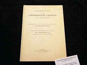 Seller image for Rektorwechsel an der Universitt Leipzig am 31. Oktober 1931. Die Reden. for sale by Antiquariat Bebuquin (Alexander Zimmeck)