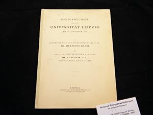 Image du vendeur pour Rektorwechsel an der Universitt Leipzig am 31. Oktober 1931. Die Reden. mis en vente par Antiquariat Bebuquin (Alexander Zimmeck)