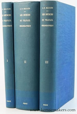 Bild des Verkufers fr Les sources du travail Bibliographique. Preface de Julien Cain. [ 3 volumes ]. I. Bibliographies generales. II. Bibliographies specialisees (sciences humaines) III. Bibliographies specialisees (sciences exactes et techniques) zum Verkauf von Emile Kerssemakers ILAB