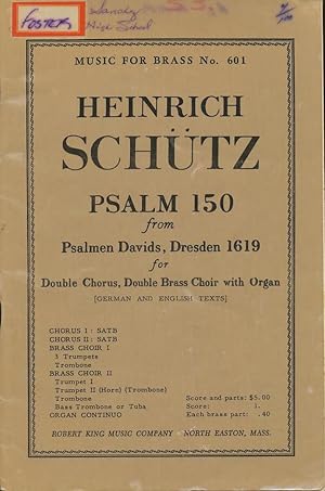 Seller image for Psalm 150 from Psalmen Davids, Dresden 1669 for Double Chorus, Double Brass Choir with Organ for sale by CorgiPack