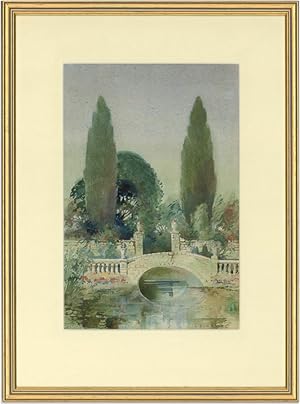 A.W.G. Burridge - Signed Early 20th Century Watercolour, Continental Garden