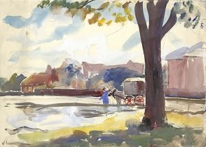 Seller image for Jean Dryden Alexander (1911-1994) - Watercolour, Figure with Horsecart for sale by Sulis Fine Art