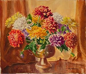Ivor Mackenzie (b. 1880) - Watercolour, Still Life with Chrysanthemums