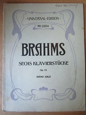 Sechs Klavierstücke Opus 118 Piano solo Universal Edition 2354