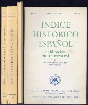Seller image for ndice Histrico Espaol. Publicacin cuatrimestral. Director: Carlos Seco Serrano. Volumen X: 1964. for sale by Hesperia Libros