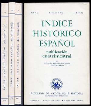 Seller image for ndice Histrico Espaol. Publicacin cuatrimestral. Director Manuel Riu. Volumen XXI: 1975. for sale by Hesperia Libros