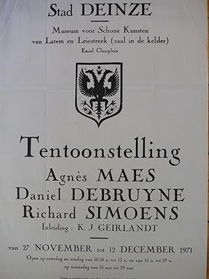 Immagine del venditore per Tentoonstelling : Agnes Maes / Daniel Debruyne / Richard Simoens (poster) venduto da The land of Nod - art & books