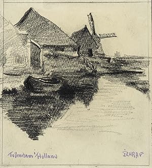 Schrag, Julius. - "Volendam i/ Holland (Windmühle)".