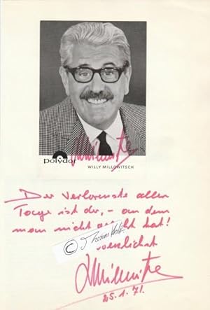 Imagen del vendedor de WILLY MILLOWITSCH (1909-99) Klner Volksschauspieler und Theaterdirektor (Millowitsch-Theater Kln) a la venta por Herbst-Auktionen