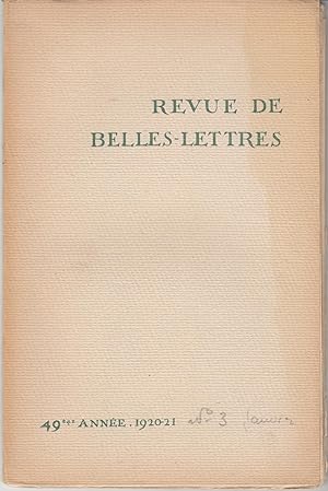 Revue de Belles-Lettres 49ème année. 1920-21 no 3 Janvier.