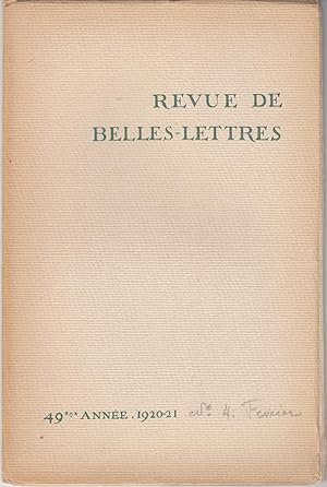 Revue de Belles-Lettres 49ème année. 1920-21 no 4 Février.