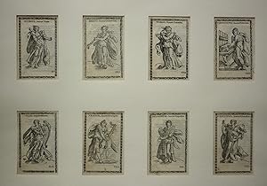 Musen. Euterpe, Erato, Thalia, Terpsichore, Clio, Urania, Melpomene, Polihymnia. 8 gestochene Taf...