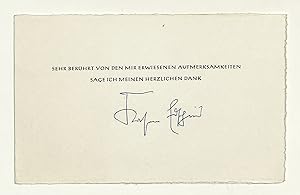 Imagen del vendedor de Gedruckte Klappkarte mit eigenh. U. a la venta por Eberhard Kstler Autographen&Bcher oHG