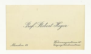 Seller image for Visitenkarte mit eigenh. Beschriftung und U. "Dr. H.". for sale by Eberhard Kstler Autographen&Bcher oHG