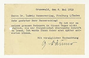 Bild des Verkufers fr Masch. Postkarte mit eigenh. U. zum Verkauf von Eberhard Kstler Autographen&Bcher oHG