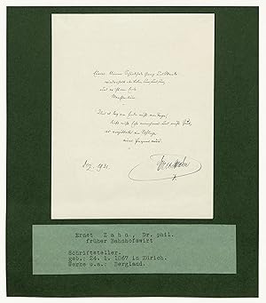 Seller image for Eigenh. Albumblatt mit Gedicht (8 Zeilen) und U. for sale by Eberhard Kstler Autographen&Bcher oHG