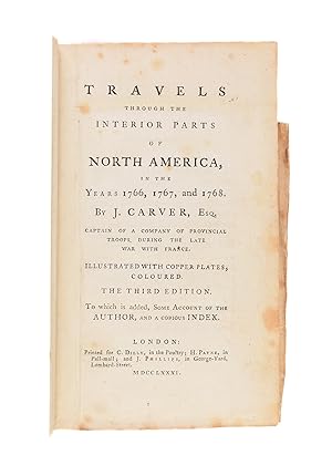 Bild des Verkufers fr Travels Through the Interior Parts of North America, in the Years 1766, 1767, and 1768 zum Verkauf von Maggs Bros. Ltd ABA, ILAB, PBFA, BA