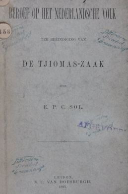 Bild des Verkufers fr Beroep op het Nederlandsche volk ter beindiging van de Tjiomas-zaak. zum Verkauf von Gert Jan Bestebreurtje Rare Books (ILAB)