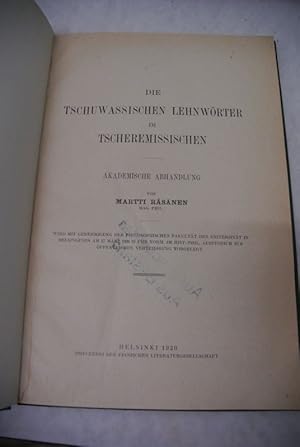 Seller image for Die tschuwassischen Lehnwrter im Tscheremissischen. Akademische Abhandlung. for sale by Antiquariat Bookfarm