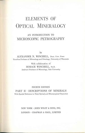 Seller image for Elements of Optical Mineralogy for sale by Studio Bibliografico Orfeo (ALAI - ILAB)