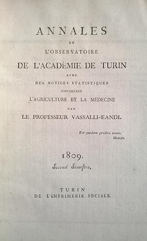 Bild des Verkufers fr Annales de l'observatoire de l'Academie de Turin., zum Verkauf von il Bulino libri rari