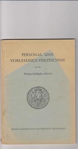 Bild des Verkufers fr Personal- und Vorlesungsverzeichnis fr das Winter-Halbjahr 1952/53 zum Verkauf von Elops e.V. Offene Hnde