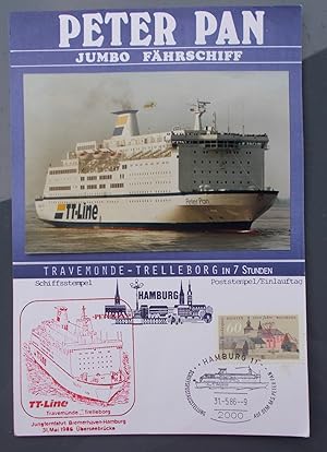 Peter Pan Jumbo Fährschiff Travemünde-Trelleborg - Schiffstempel Jungfernfahrt Bremerhaven-Hambur...