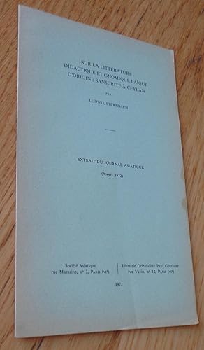 Sur la littérature didactique et gnomique laïque d'origine sanscrite à Ceylan